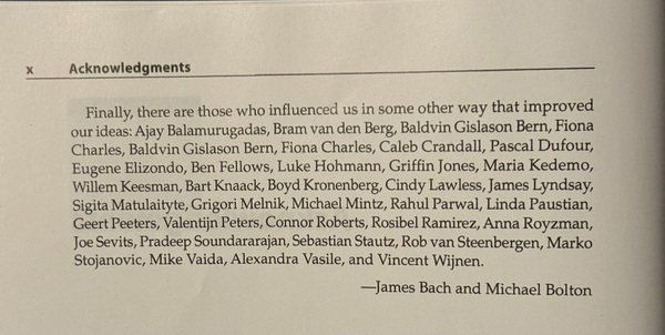 Acknowledgments page with name highlighted